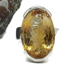 Citrine Ring, Size 7.5, Sterling Silver, Oval Shape, 15 carats - GemzAustralia 