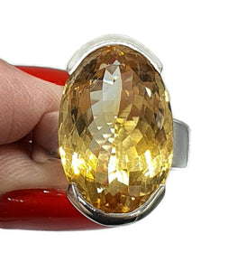 Citrine Ring, Size 7.5, Sterling Silver, Oval Shape, 15 carats - GemzAustralia 