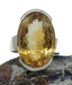 Citrine Ring, Size 7.5, Sterling Silver, Oval Shape, 15 carats - GemzAustralia 