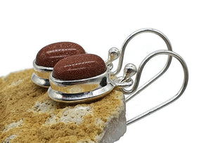 Sunstone Earrings, Oval Shaped, Sterling Silver, Stone of Leadership - GemzAustralia 