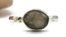 Load image into Gallery viewer, Faceted Labradorite Ring, Size 8.75, Sterling Silver, side set Oval Design - GemzAustralia 