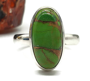 Green Mojave Turquoise Ring, Size 11, Sterling Silver, Oval Shape - GemzAustralia 