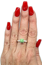 Load image into Gallery viewer, Green Mojave Turquoise &amp; Zircon Ring, Size 8, Sterling Silver - GemzAustralia 