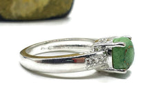 Load image into Gallery viewer, Green Mojave Turquoise &amp; Zircon Ring, Size 8, Sterling Silver - GemzAustralia 