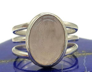 Rose Quartz Ring, Size 8.5, Sterling Silver, Oval Shaped, Love Stone - GemzAustralia 