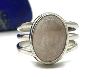 Rose Quartz Ring, Size 8.5, Sterling Silver, Oval Shaped, Love Stone - GemzAustralia 