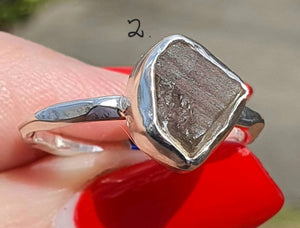Rough Labradorite Ring, Size 6, 8 or 9, Sterling Silver, Natural Shape - GemzAustralia 