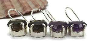 Amethyst or Smoky Quartz Heart Earrings, Sterling Silver, 4.5 carats - GemzAustralia 