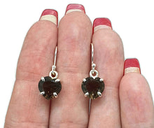 Load image into Gallery viewer, Amethyst or Smoky Quartz Heart Earrings, Sterling Silver, 4.5 carats - GemzAustralia 