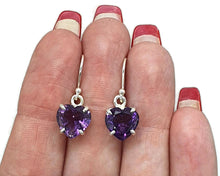 Load image into Gallery viewer, Amethyst or Smoky Quartz Heart Earrings, Sterling Silver, 4.5 carats - GemzAustralia 