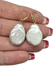 Load image into Gallery viewer, Baroque Pearl Earrings with Crystals, Sterling Silver, Gold Plated - GemzAustralia 