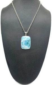 Massive Rectangle Larimar Pendant, Dolphin Stone, Stone of Atlantis - GemzAustralia 