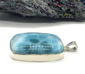 Massive Rectangle Larimar Pendant, Dolphin Stone, Stone of Atlantis - GemzAustralia 