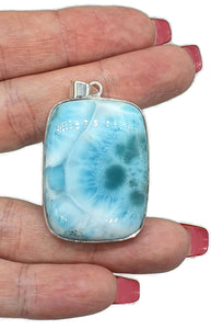 Massive Rectangle Larimar Pendant, Dolphin Stone, Stone of Atlantis - GemzAustralia 