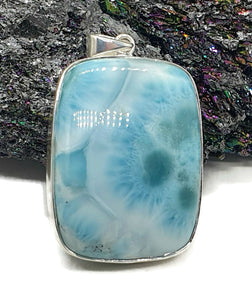 Massive Rectangle Larimar Pendant, Dolphin Stone, Stone of Atlantis - GemzAustralia 