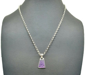 Raw Amethyst Pendant, Sterling Silver, February Birthstone - GemzAustralia 