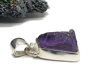 Raw Amethyst Pendant, Sterling Silver, February Birthstone - GemzAustralia 