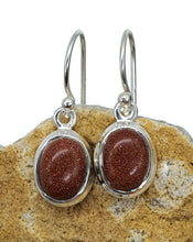 Load image into Gallery viewer, Sunstone Earrings, Oval Shaped, Sterling Silver, Stone of Leadership - GemzAustralia 