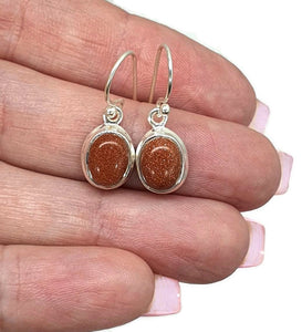 Sunstone Earrings, Oval Shaped, Sterling Silver, Stone of Leadership - GemzAustralia 