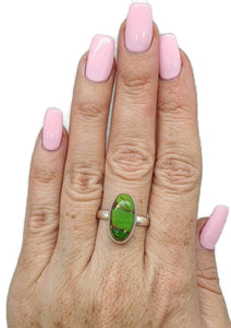 Green Mojave Turquoise Ring, Size 11, Sterling Silver, Oval Shape - GemzAustralia 