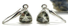 Load image into Gallery viewer, Green Amethyst Earrings, Trillion Facet, Prasiolite Gemstone, Sterling Silver - GemzAustralia 