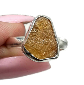 Orange Tourmaline Ring, Size 7, Sterling Silver, Rough Tourmaline - GemzAustralia 