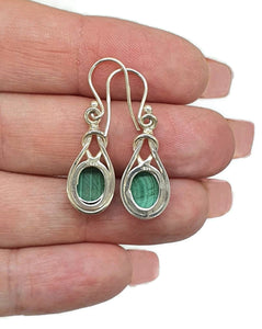 Malachite Earrings, Sterling Silver, Oval Shaped, Rich Green Gemstone, Visionary Stone - GemzAustralia 