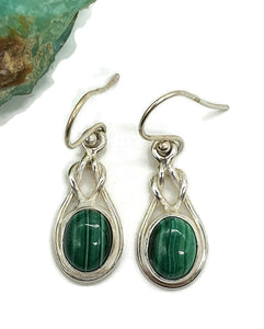 Malachite Earrings, Sterling Silver, Oval Shaped, Rich Green Gemstone, Visionary Stone - GemzAustralia 