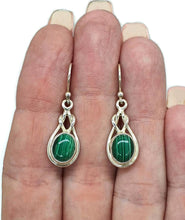 Load image into Gallery viewer, Malachite Earrings, Sterling Silver, Oval Shaped, Rich Green Gemstone, Visionary Stone - GemzAustralia 
