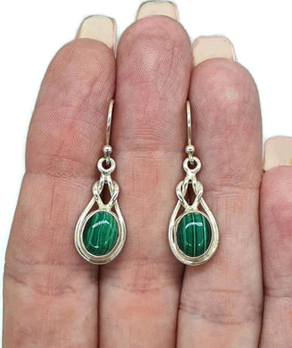 Malachite Earrings, Sterling Silver, Oval Shaped, Rich Green Gemstone, Visionary Stone - GemzAustralia 