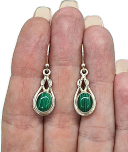 Malachite Earrings, Sterling Silver, Oval Shaped, Rich Green Gemstone, Visionary Stone - GemzAustralia 