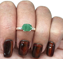 Load image into Gallery viewer, Emerald Ring, size 6.75, Sterling Silver, May Birthstone, Oval Faceted - GemzAustralia 