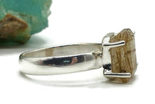 Load image into Gallery viewer, Golden Rutilated Quartz Ring, Size 7, Sterling Silver, Emerald Faceted - GemzAustralia 