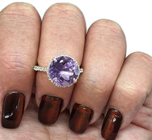 Load image into Gallery viewer, Amethyst Halo Ring, Sterling Silver, Size 7, February Birthstone - GemzAustralia 