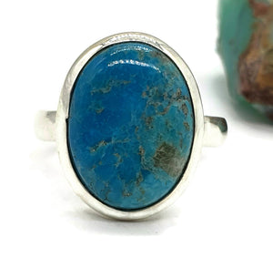 Blue Turquoise Ring, Size 9, Sterling Silver, Oval Shape, Natural - GemzAustralia 