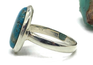 Blue Turquoise Ring, Size 9, Sterling Silver, Oval Shape, Natural - GemzAustralia 
