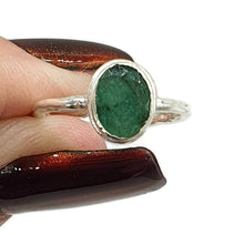 Load image into Gallery viewer, Emerald Ring, size 4.75, Sterling Silver, May Birthstone, Oval Faceted - GemzAustralia 