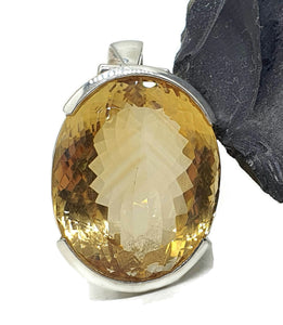 AAA Citrine Pendant, Sterling Silver, 46 carats, Oval Faceted, November Birthstone - GemzAustralia 