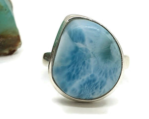 Larimar Ring, Size 8, Stone of Atlantis, Dolphin Stone, Natural Shaped - GemzAustralia 