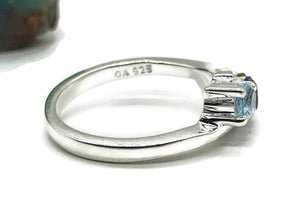 Blue Topaz, Amethyst & Peridot Ring, Size 5.75, Sterling Silver, Birthstone Ring - GemzAustralia 