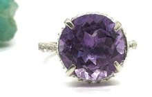 Load image into Gallery viewer, Amethyst Halo Ring, Sterling Silver, Size 7, February Birthstone - GemzAustralia 