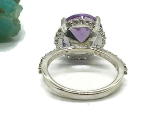 Amethyst Halo Ring, Sterling Silver, Size 7, February Birthstone - GemzAustralia 