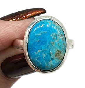 Blue Turquoise Ring, Size 9, Sterling Silver, Oval Shape, Natural - GemzAustralia 