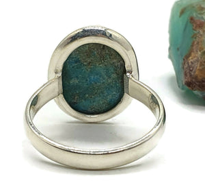 Blue Turquoise Ring, Size 9, Sterling Silver, Oval Shape, Natural - GemzAustralia 