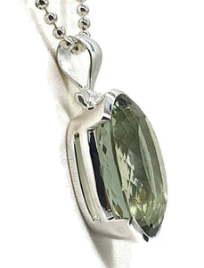 Green AMETHYST / Prasiolite Pendant, 35 carats, Oval Shaped, Sterling Silver - GemzAustralia 