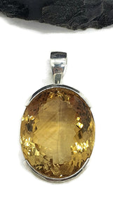 AAA Citrine Pendant, Sterling Silver, 46 carats, Oval Faceted, November Birthstone - GemzAustralia 