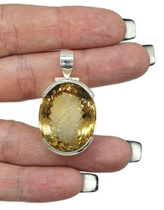 AAA Citrine Pendant, Sterling Silver, 46 carats, Oval Faceted, November Birthstone - GemzAustralia 