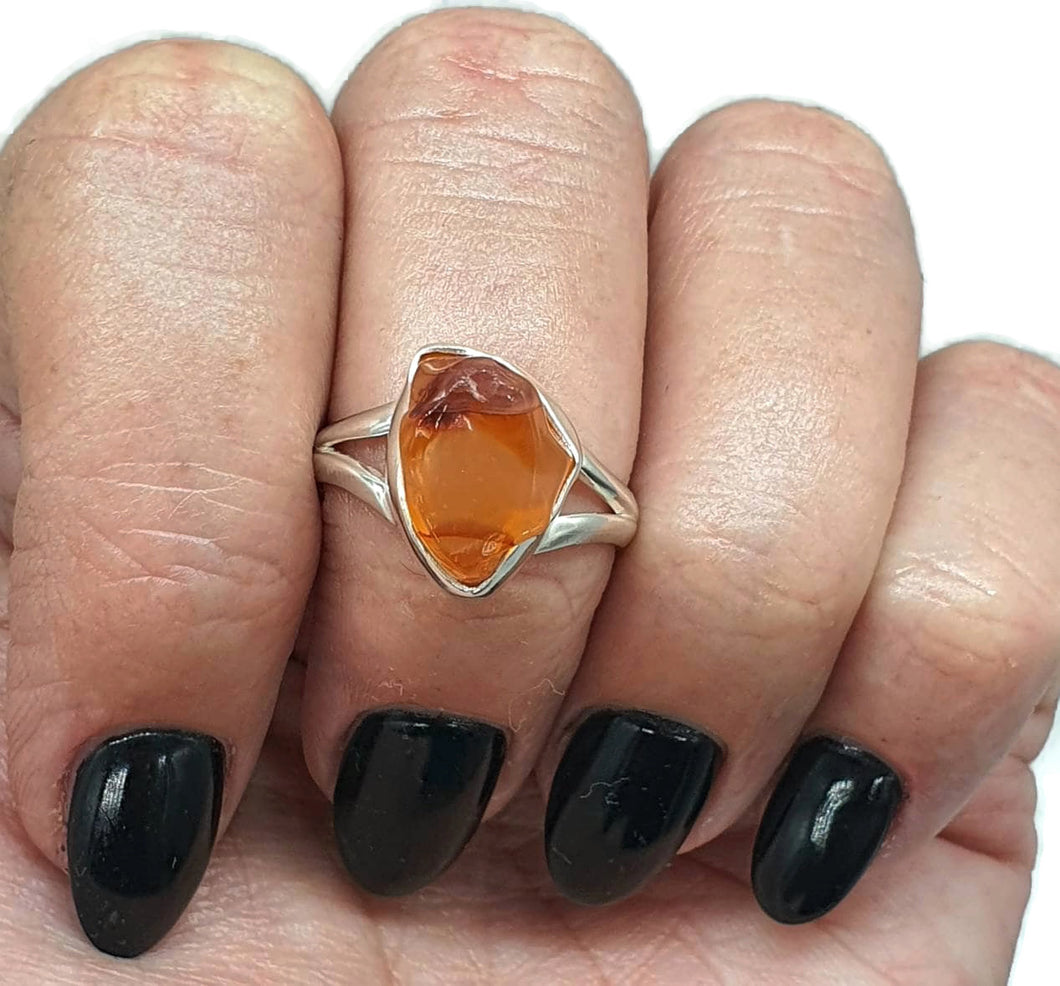 Raw Carnelian Ring, Size 8.5, Sterling Silver, Orange Gemstone, Rough Carnelian - GemzAustralia 