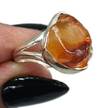 Load image into Gallery viewer, Raw Carnelian Ring, Size 8.5, Sterling Silver, Orange Gemstone, Rough Carnelian - GemzAustralia 