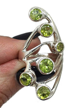 Load image into Gallery viewer, Statement Peridot Ring, Size 6.5, Sterling Silver, six stone ring, August Birthstone - GemzAustralia 